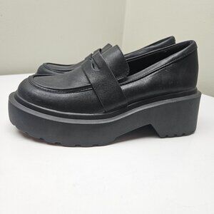 Wild‎ Fable Lacey Chunky Platform Loafers Sz 8.5 Black PU Shoes Lug Sole